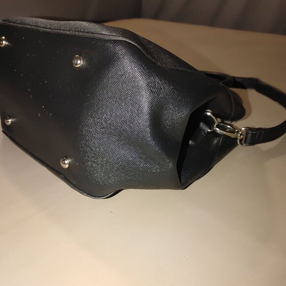 London Fog Black Handbag Tote Bag Crossbody Strap Multiple Compartments Medium - Picture 7 of 14